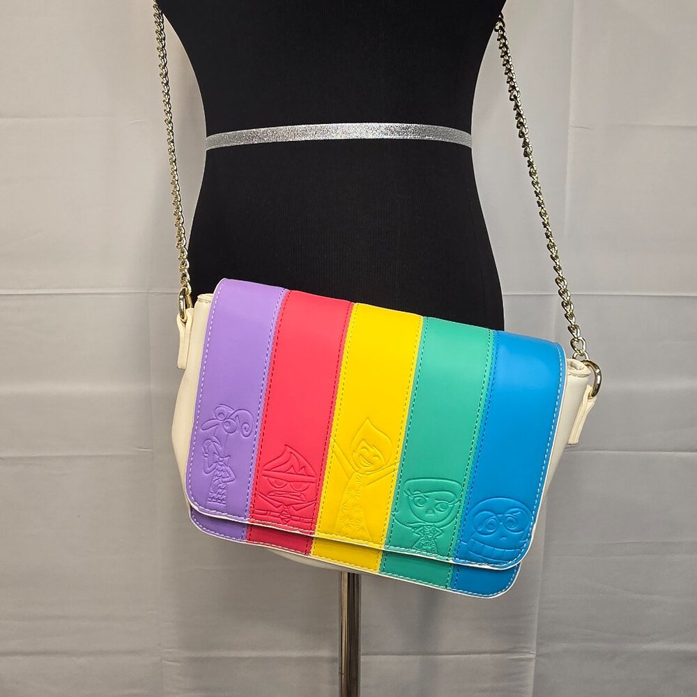 Loungefly Pixar Inside Out Crossbody Satchel Purse Rainbow